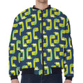Little Green Dinosaur Pattern Print Zip Sleeve Bomber Jacket