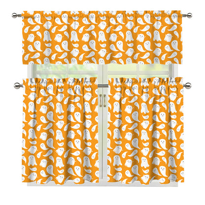 Little Halloween Ghost Pattern Print 3 Piece Kitchen Curtains