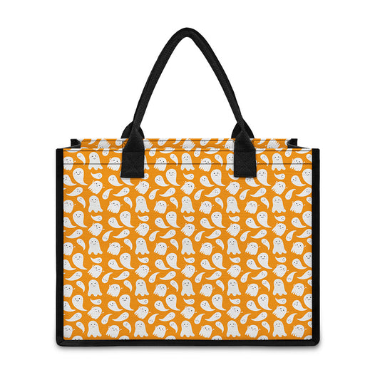 Little Halloween Ghost Pattern Print Canvas Tote Bag