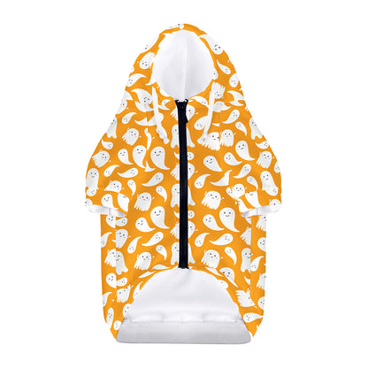 Little Halloween Ghost Pattern Print Dog Zip Up Hoodie