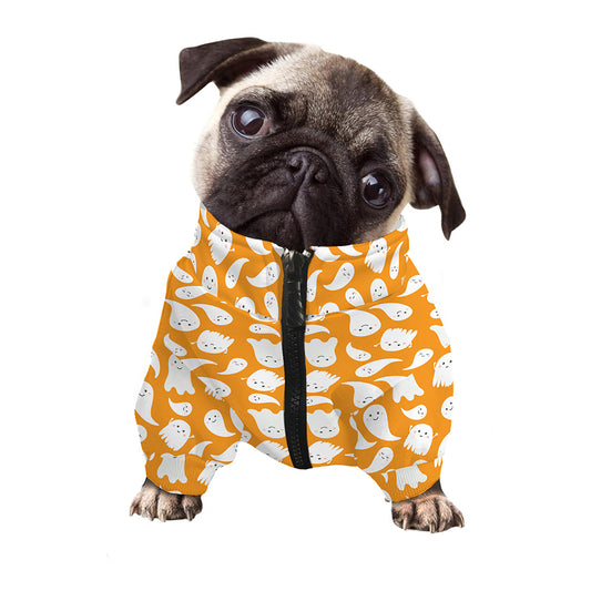 Little Halloween Ghost Pattern Print Dog Zip Up Jacket