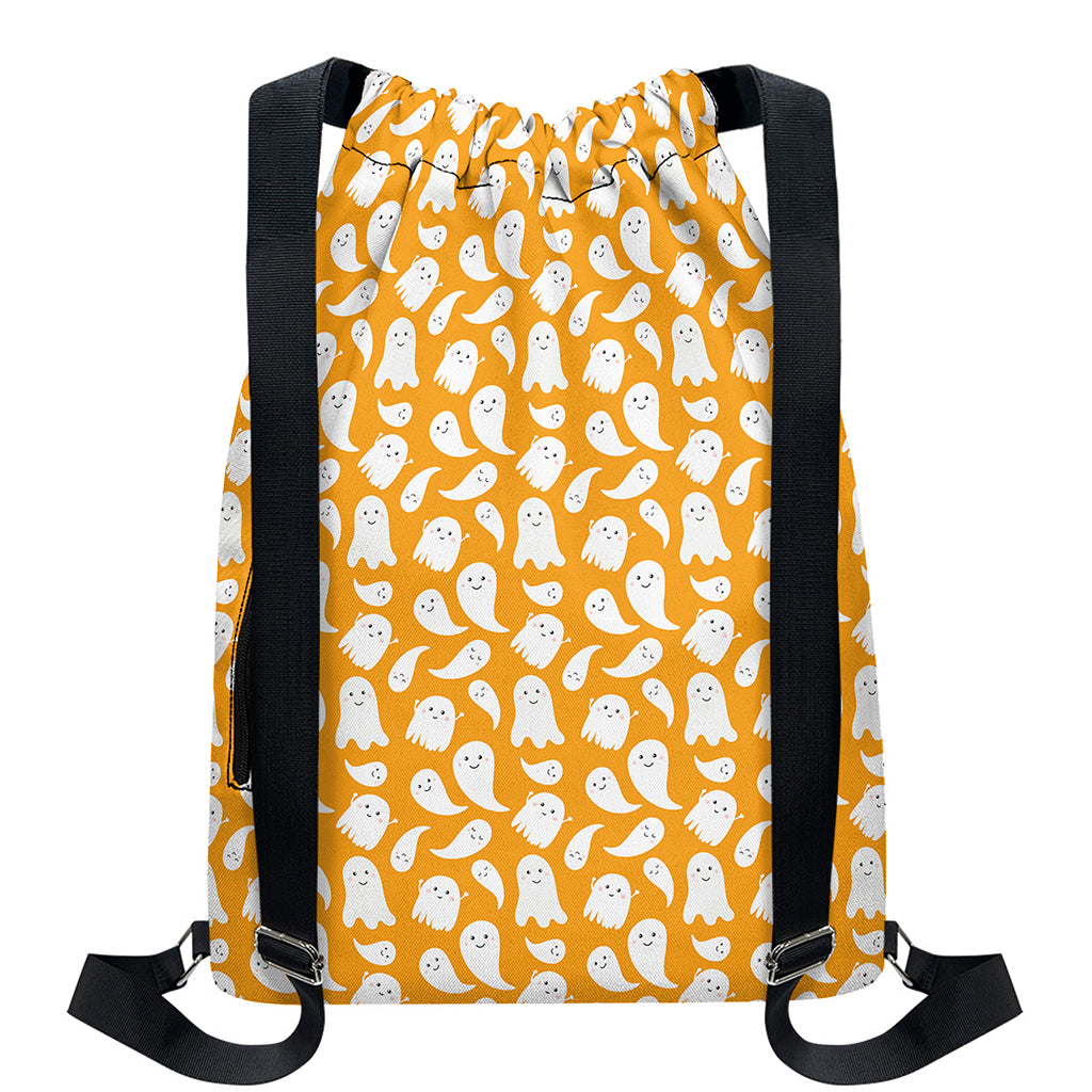 Little Halloween Ghost Pattern Print Drawstring Backpack