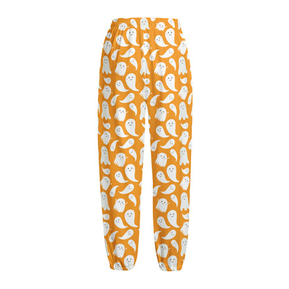 Little Halloween Ghost Pattern Print Fleece Lined Knit Pants