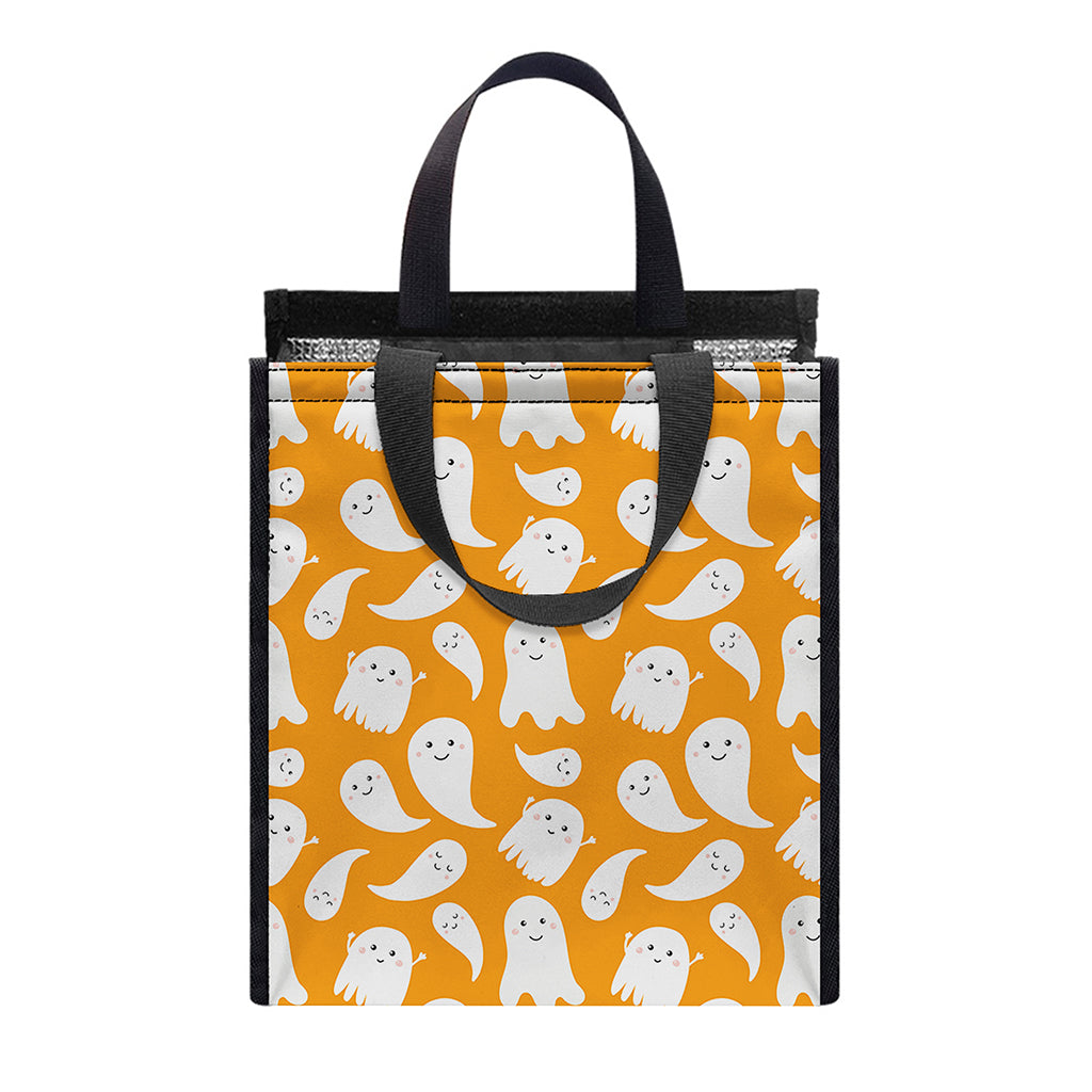 Little Halloween Ghost Pattern Print Insulated Lunch Tote