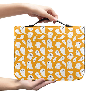 Little Halloween Ghost Pattern Print Leather Bible Cover