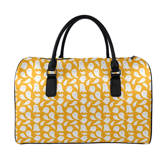 Little Halloween Ghost Pattern Print Leather Duffle Bag