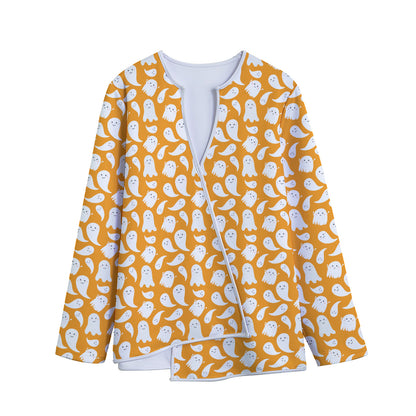 Little Halloween Ghost Pattern Print Long Sleeve Short Coat