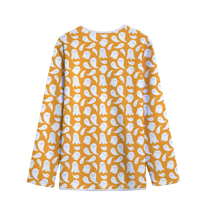 Little Halloween Ghost Pattern Print Long Sleeve Short Coat