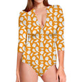 Little Halloween Ghost Pattern Print Long Sleeve Swimsuit