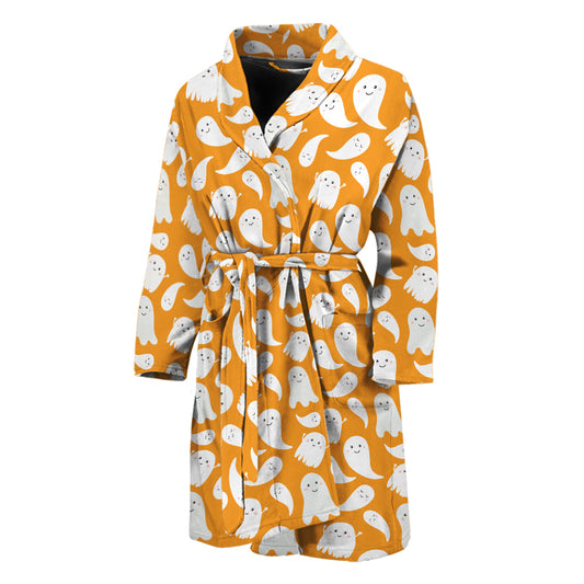 Little Halloween Ghost Pattern Print Men's Bathrobe