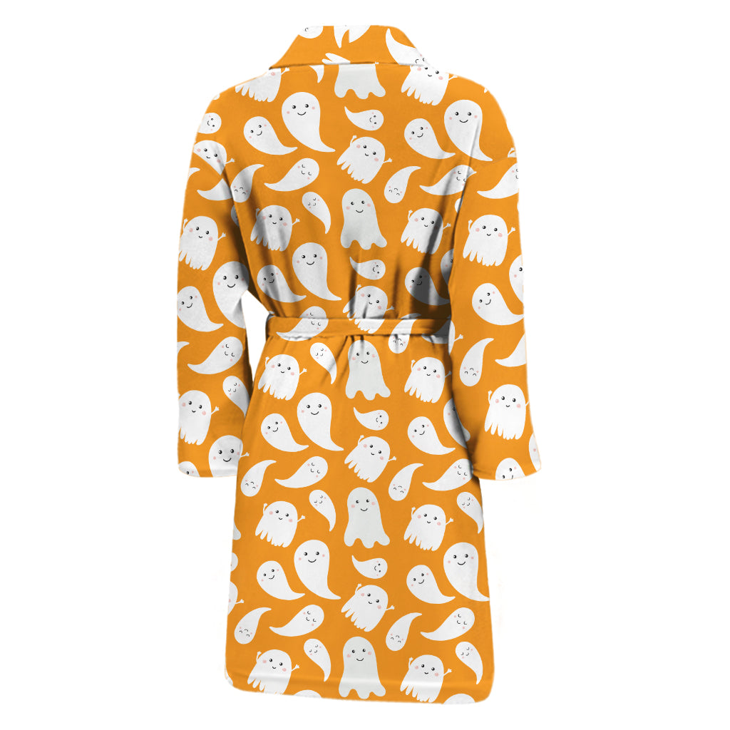 Little Halloween Ghost Pattern Print Men's Bathrobe