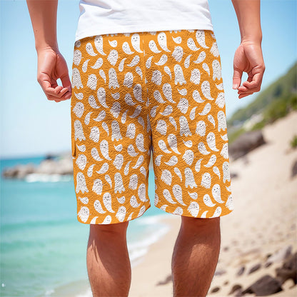 Little Halloween Ghost Pattern Print Men's Cargo Shorts