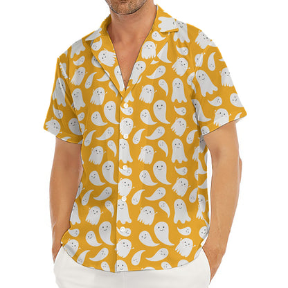 Little Halloween Ghost Pattern Print Men's Deep V-Neck Shirt