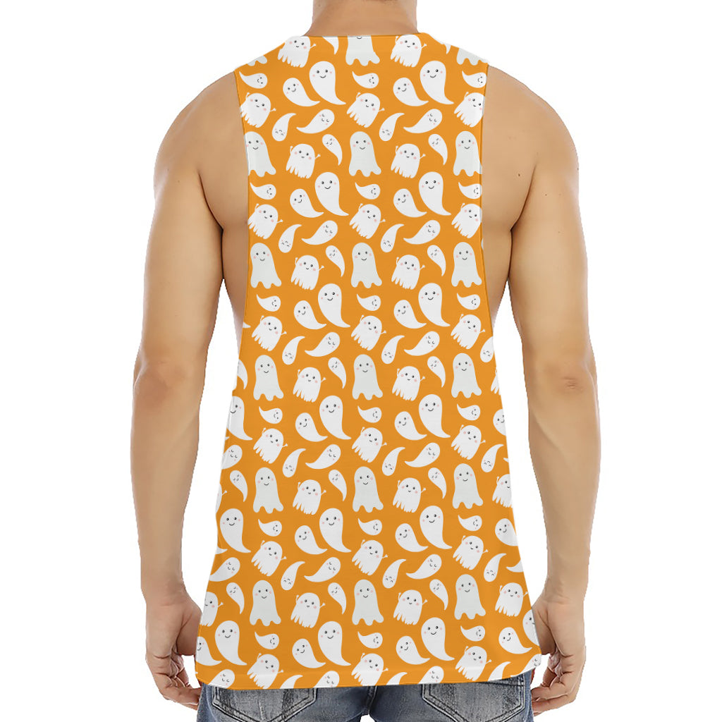 Little Halloween Ghost Pattern Print Men's Muscle Tank Top