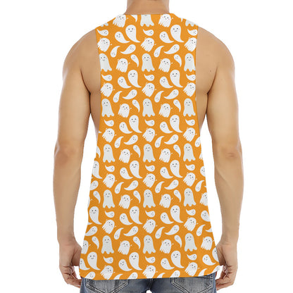 Little Halloween Ghost Pattern Print Men's Muscle Tank Top