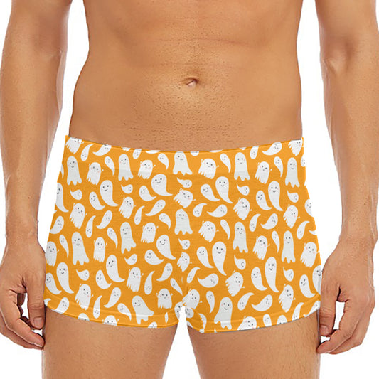Little Halloween Ghost Pattern Print Men's Short Boxer Briefs