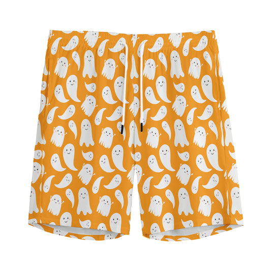 Little Halloween Ghost Pattern Print Men's Sports Shorts