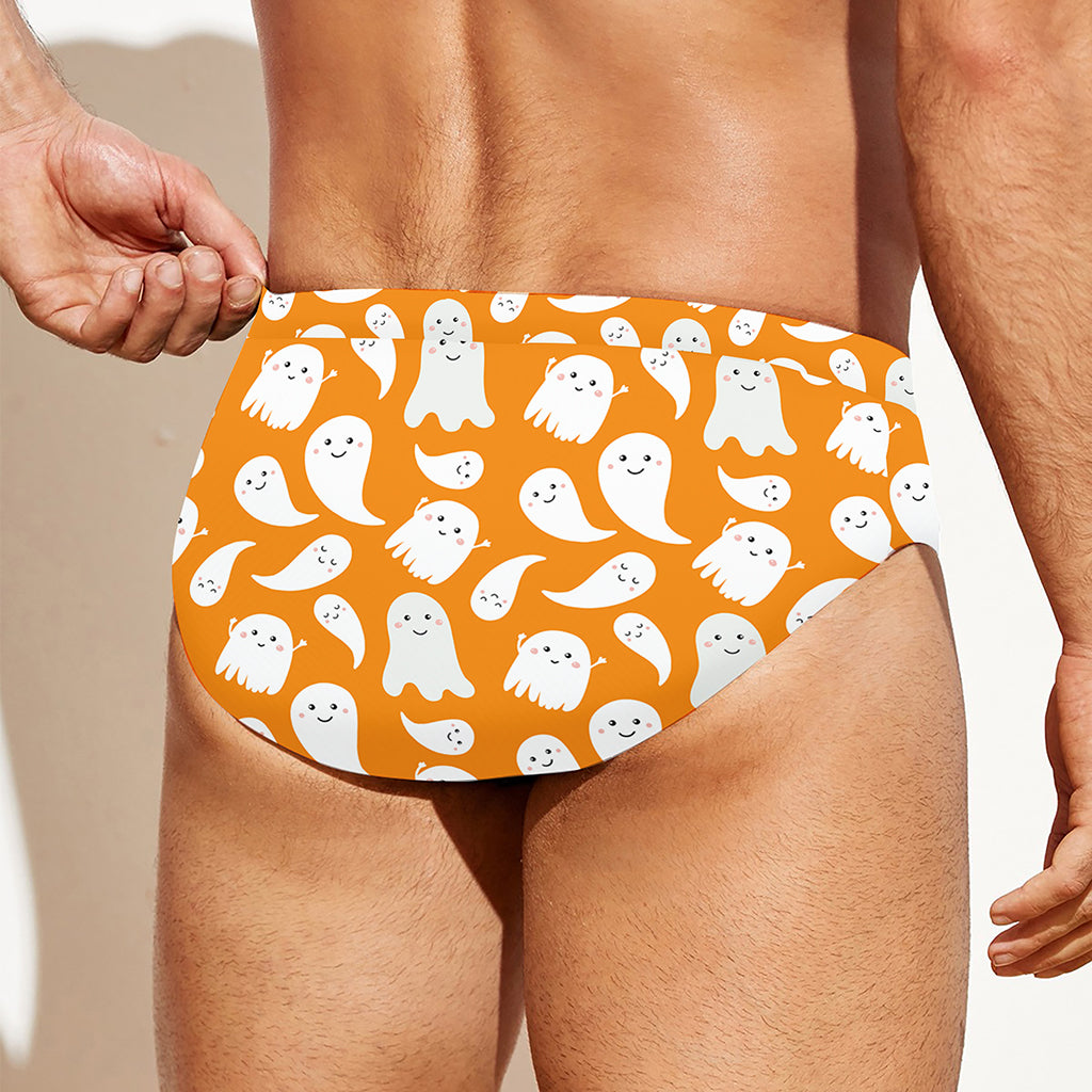 Little Halloween Ghost Pattern Print Men's Swim Briefs
