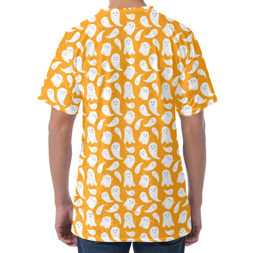 Little Halloween Ghost Pattern Print Men's Velvet T-Shirt