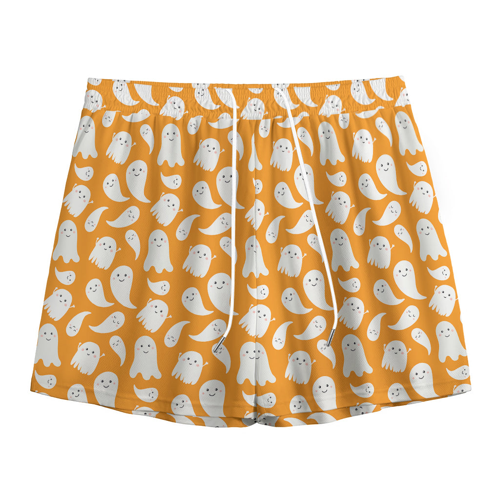 Little Halloween Ghost Pattern Print Mesh Shorts