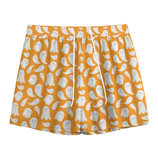 Little Halloween Ghost Pattern Print Mesh Shorts