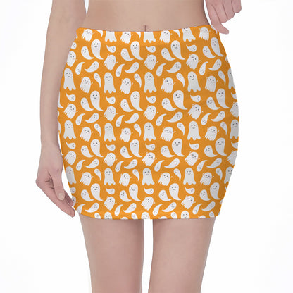 Little Halloween Ghost Pattern Print Pencil Mini Skirt
