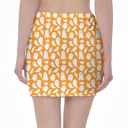 Little Halloween Ghost Pattern Print Pencil Mini Skirt