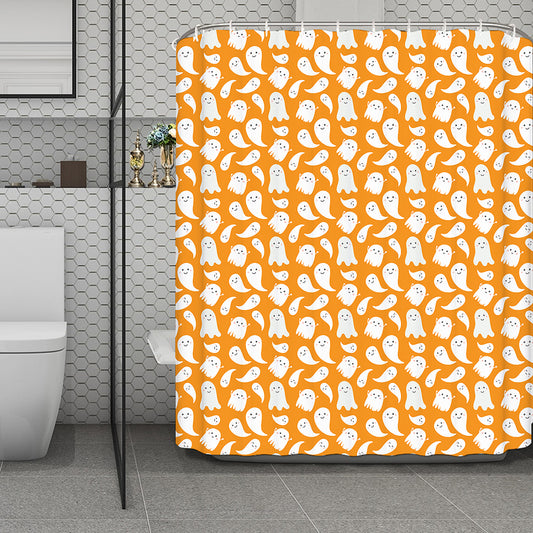 Little Halloween Ghost Pattern Print Polyester Shower Curtain