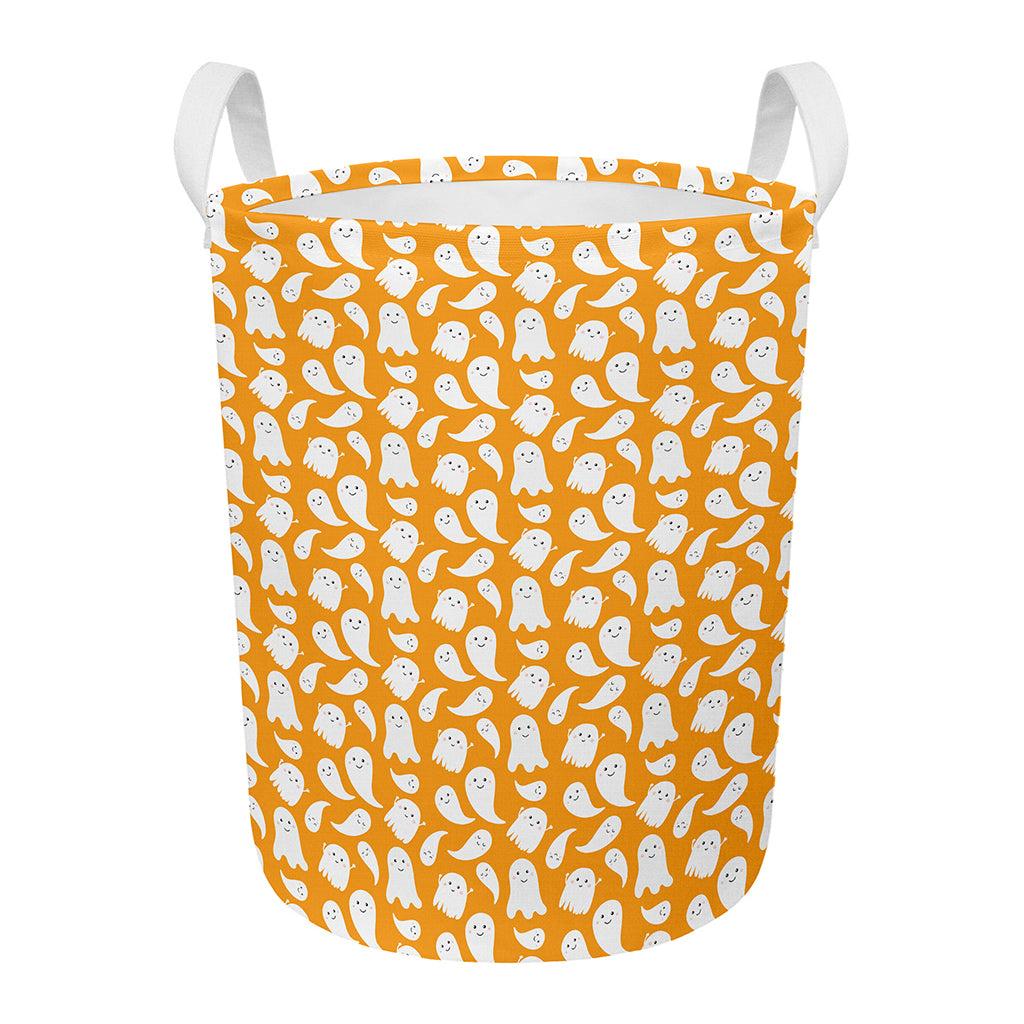 Little Halloween Ghost Pattern Print Round Laundry Basket