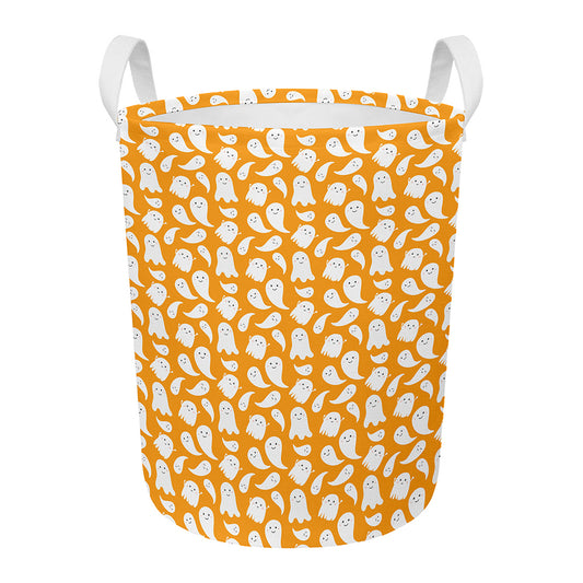 Little Halloween Ghost Pattern Print Round Laundry Basket