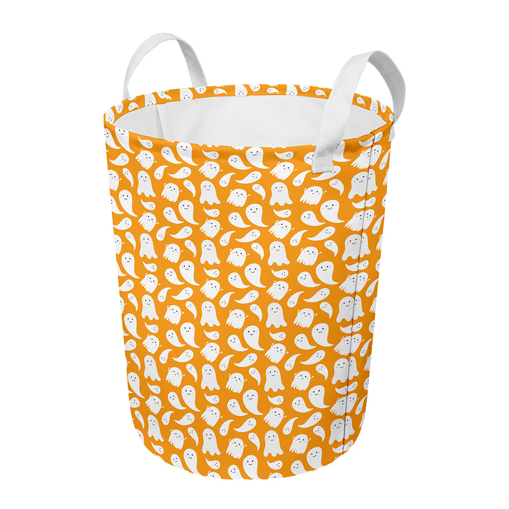 Little Halloween Ghost Pattern Print Round Laundry Basket