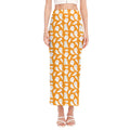 Little Halloween Ghost Pattern Print Side Slit Maxi Skirt