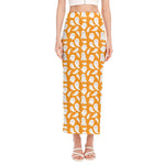 Little Halloween Ghost Pattern Print Side Slit Maxi Skirt