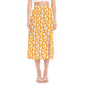 Little Halloween Ghost Pattern Print Side Slit Midi Skirt