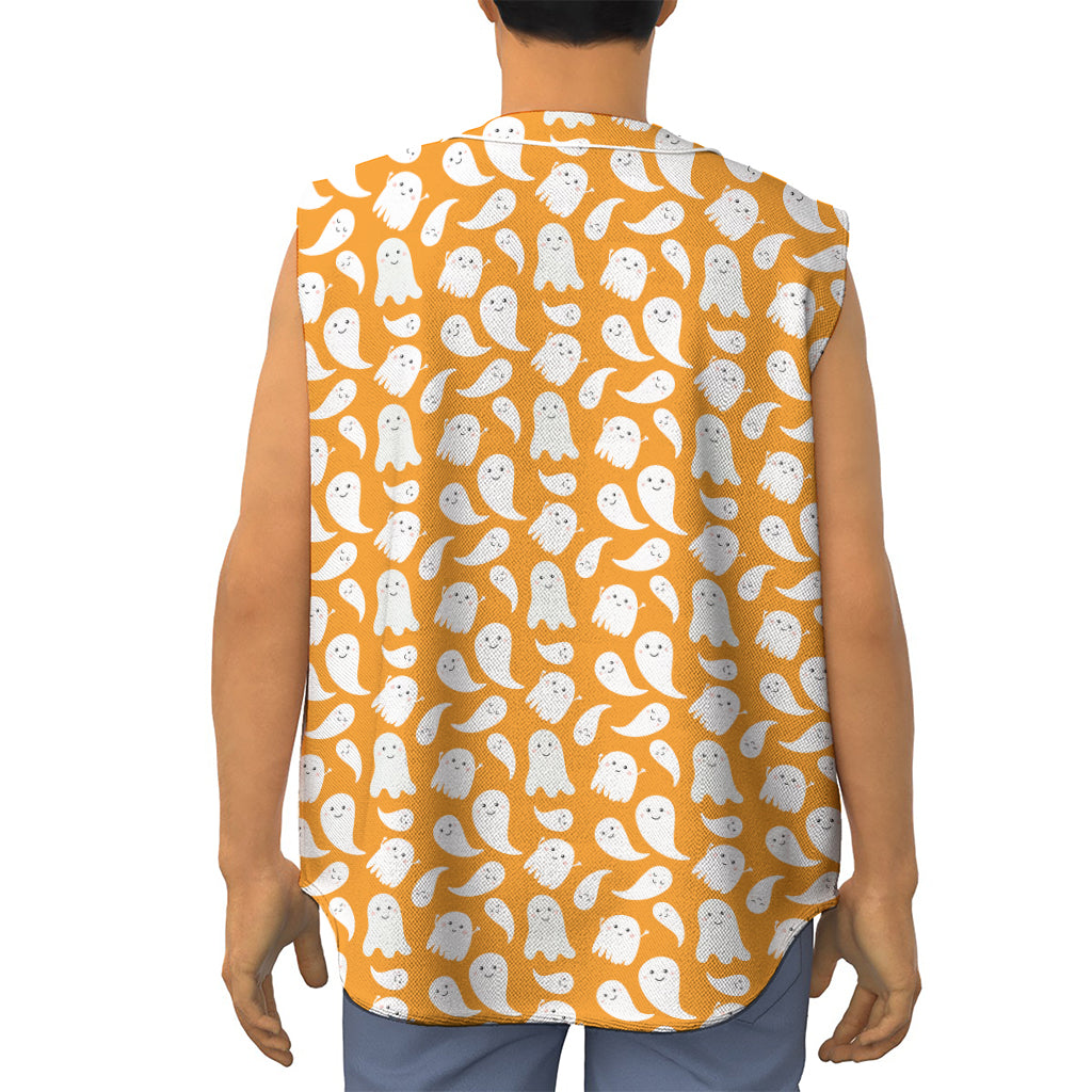 Little Halloween Ghost Pattern Print Sleeveless Baseball Jersey