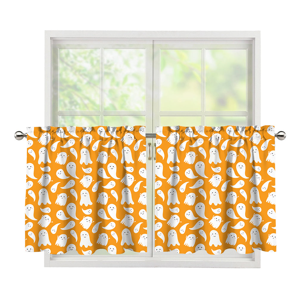 Little Halloween Ghost Pattern Print Tier Curtains