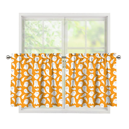 Little Halloween Ghost Pattern Print Tier Curtains