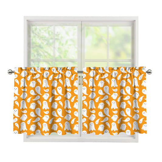 Little Halloween Ghost Pattern Print Tier Curtains