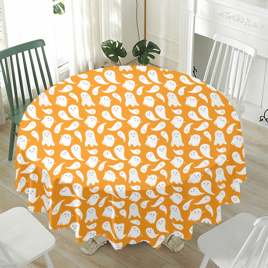 Little Halloween Ghost Pattern Print Waterproof Round Tablecloth
