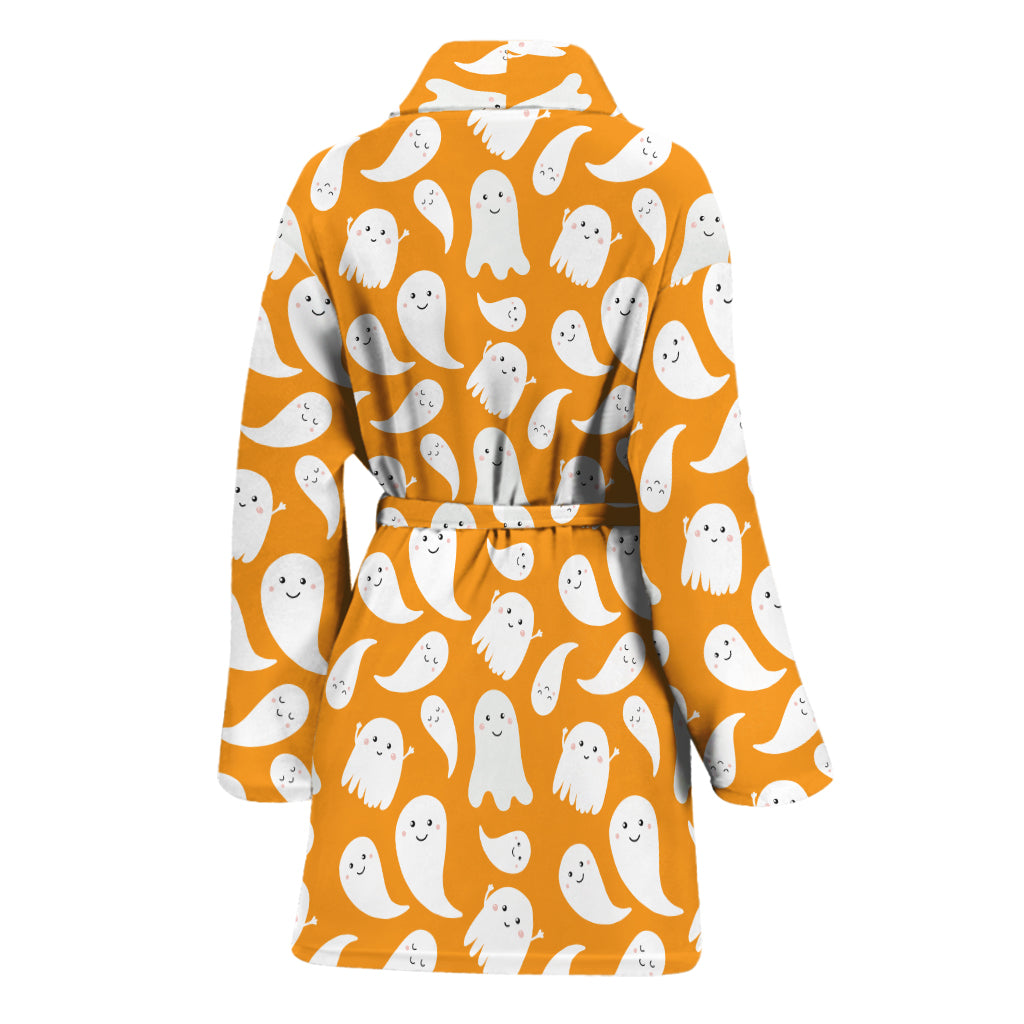 Little Halloween Ghost Pattern Print Women's Bathrobe