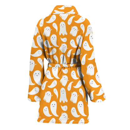 Little Halloween Ghost Pattern Print Women's Bathrobe
