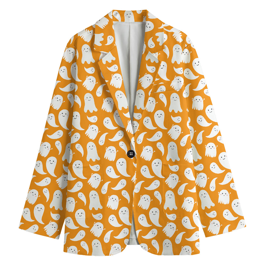Little Halloween Ghost Pattern Print Women's Blazer