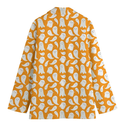 Little Halloween Ghost Pattern Print Women's Blazer