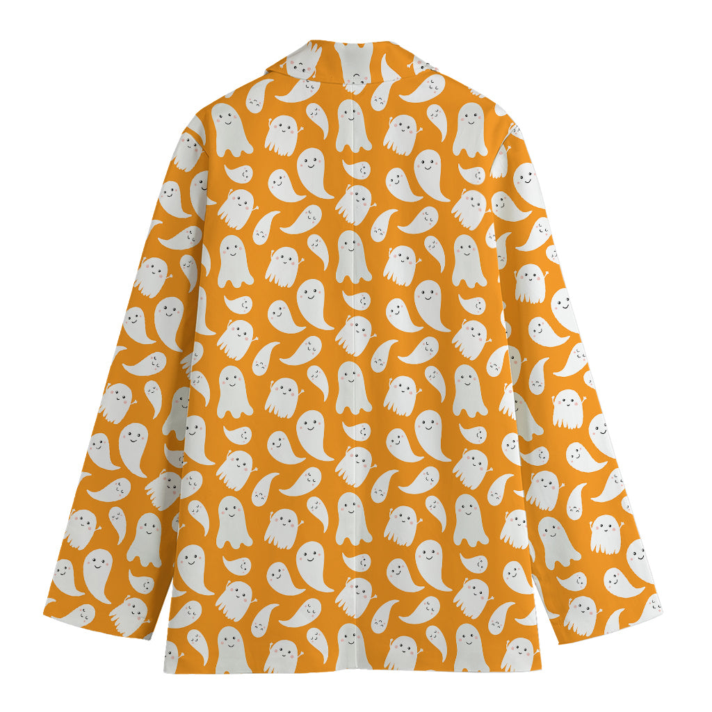 Little Halloween Ghost Pattern Print Women's Cotton Blazer