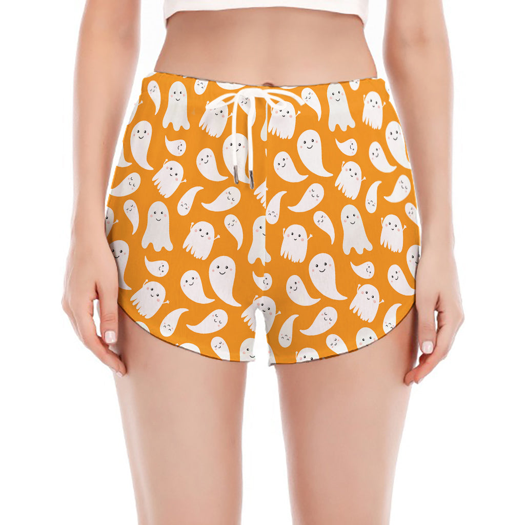 Little Halloween Ghost Pattern Print Women's Split Running Shorts