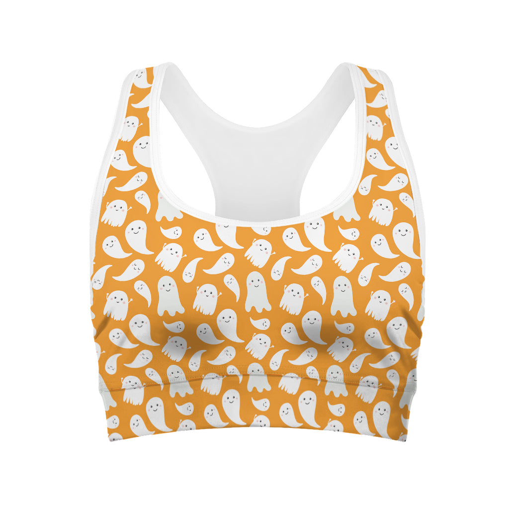 Little Halloween Ghost Pattern Print Women's Sports Bra