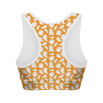 Little Halloween Ghost Pattern Print Women's Sports Bra