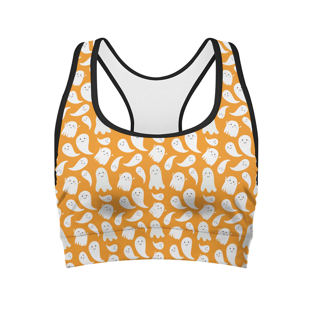 Little Halloween Ghost Pattern Print Women's Sports Bra