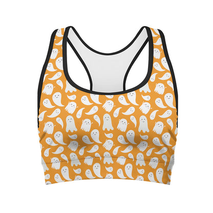 Little Halloween Ghost Pattern Print Women's Sports Bra