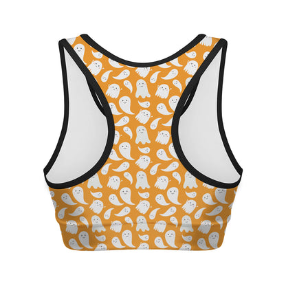 Little Halloween Ghost Pattern Print Women's Sports Bra